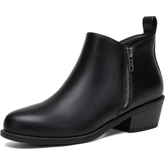 Comfortable Women's Round Toe Chunky Low Heel Ankle Boots - Versatile Style - Picture 1 of 6